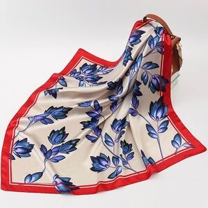 Beautiful blue green red floral scarf